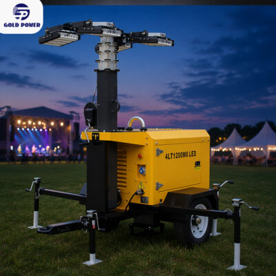 OEM 6m 9m Mast 4x1000W Towable Mobile Light Tower with 5kw10kw Diesel Generator